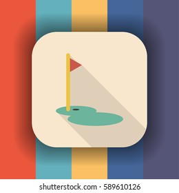 golf flat icon with long shadow, vector illustration 