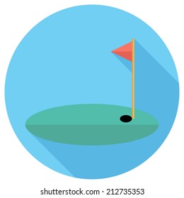 Golf flat icon.Flat design style modern vector illustration. Isolated on stylish color background. Flat long shadow icon. Elements in flat design.