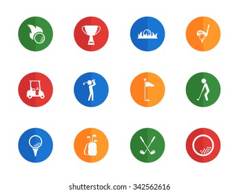 Golf flat icons for media