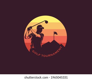 Golf flat illustration logo design template