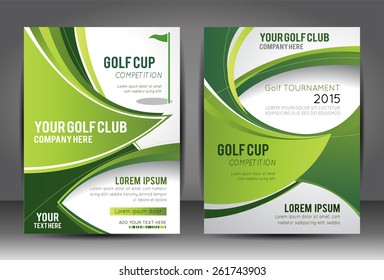 Golf flyer and magazine cover template, vector illustration background with wave - brochure design or flyer