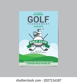 Golf Flyer Vector Layout Design Template For Extreem Sport Event, Tournament Or Championship