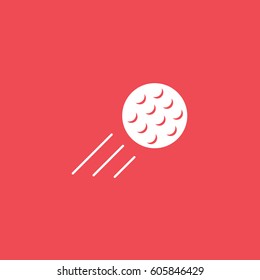 Golf Flying Ball Flat Icon On Red Background