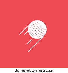 Golf Flying Ball Flat Icon On Red Background
