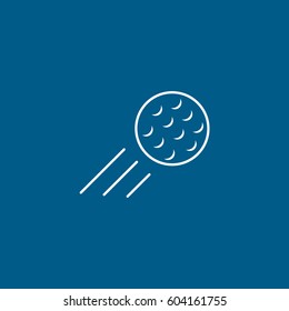 Golf Flying Ball Line Icon On Blue Background