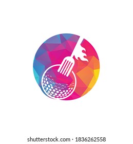 Golf and fork logo design template. Golf restaurant logo design vector