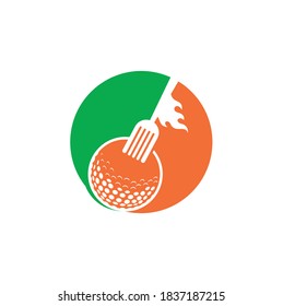 Golf and fork logo design template. Golf restaurant logo design vector