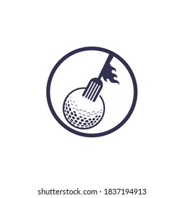 Golf and fork logo design template. Golf restaurant logo design vector