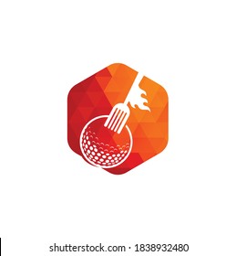 Golf and fork logo design template. Golf restaurant logo design vector creative illustration	