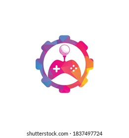 Golf game gear shape concept logo design template. Golf Game Icon Logo Design Element	