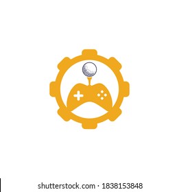 Plantilla de diseño del logotipo de la forma de los aparejos de juego de golf. Elemento de diseño de logotipo de icono de juego de golf	