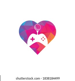 Golf game heart shape concept logo design template. Golf Game Icon Logo Design Element