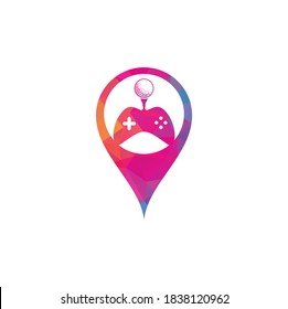 Golf game map pin shape concept logo design template. Golf Game Icon Logo Design Element