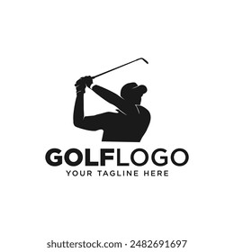 Golf gesture silhouette. Golf club logo. illustration vector