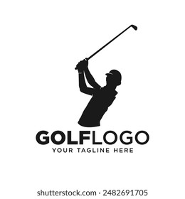 Golf gesture silhouette. Golf club logo template design inspiration