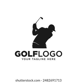 Golf gesture silhouette. Golf club logo, golf competition