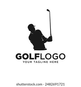 Golf gesture silhouette. Golf club logo template