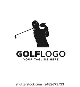 Golf gesture silhouette. Golf club logo template design