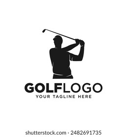 Golf gesture silhouette. Golf club logo. illustration