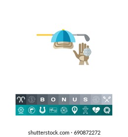 Golf Glove, Cap, Club and Ball Icon