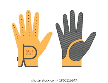 Golf glove. Golfer sports equipment. flat style. isolated on green background