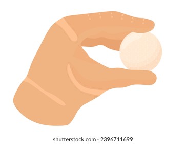 A golf glove. The hand holds a golf ball. Vector stock illustration. Isolated on a white background.