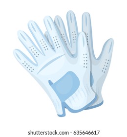 Golf gloves special clothing for the athlete.Grand golf caps white. Made of golf gloves with fabric.Golf club single icon in cartoon style vector symbol stock illustration web.
