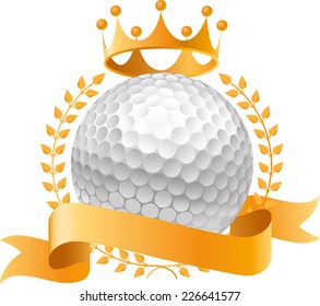 Golf gold crown design banner icon