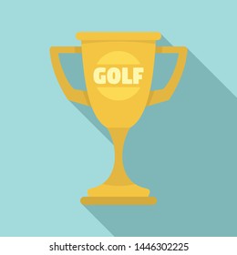 Golf gold cup icon. Flat illustration of golf gold cup vector icon for web design