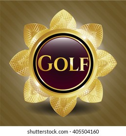 Golf golden emblem or badge