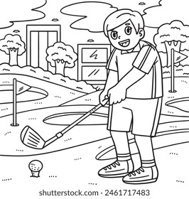 Golf Golfer Getting Ready to Hit Coloring Page 