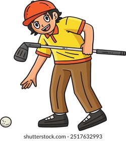 Golfe Golfista Pegando Bola Cartoon Clipart 