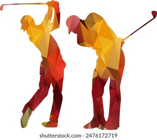 Jugador de golf acción swing ilustración Vector sport lowpoly