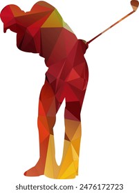 Golf golfer player action swing illustration vector sport lowpoly