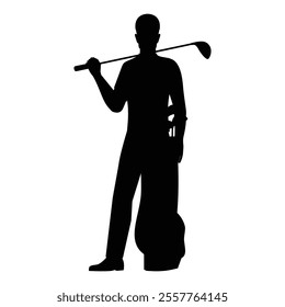 Golf Golfer Player Men Silhouette Icon for Sports and Athletic Themes
