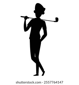 Golf Golfer Player Men Silhouette Icon for Sports and Athletic Themes