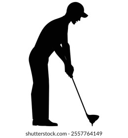 Golf Golfer Player Men Silhouette Icon for Sports and Athletic Themes