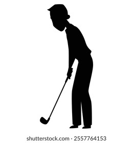 Golf Golfer Player Men Silhouette Icon for Sports and Athletic Themes