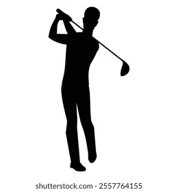 Golf Golfer Player Men Silhouette Icon for Sports and Athletic Themes
