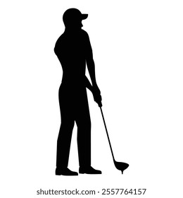 Golf Golfer Player Men Silhouette Icon for Sports and Athletic Themes