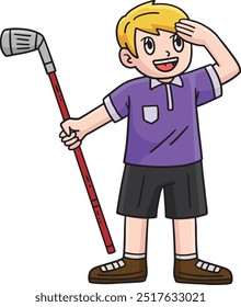 Golf Golfer Searching for a Ball Cartoon Clipart