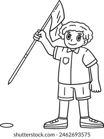 Golf Golfer Sticking Flagstick Isolated Coloring 
