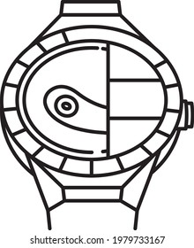 Golf GPS Wrist Watch Concept, Range Finding App Vector Icon Design, Club and Ball sport Symbol, Golfers Equipment Stock illustration, 