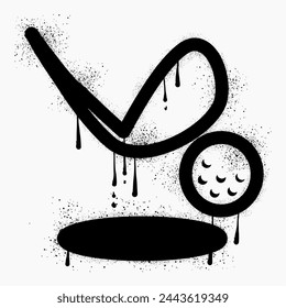 Golf graffiti drawn with black spray paint