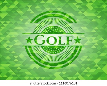 Golf green emblem with mosaic background