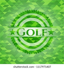 Golf green emblem. Mosaic background