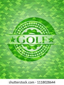 Golf green emblem. Mosaic background