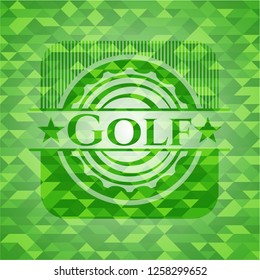 Golf green emblem with mosaic background