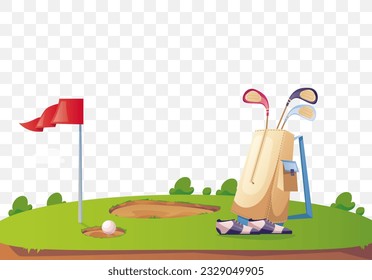 Golf green field landscape tournament background concept. Vector graphic design illustration