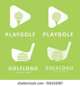 GOLF GREEN LOGO ICON TEMPLATE SET